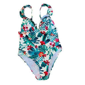 SHEIN swim suit, size L, tropical print multi colors.